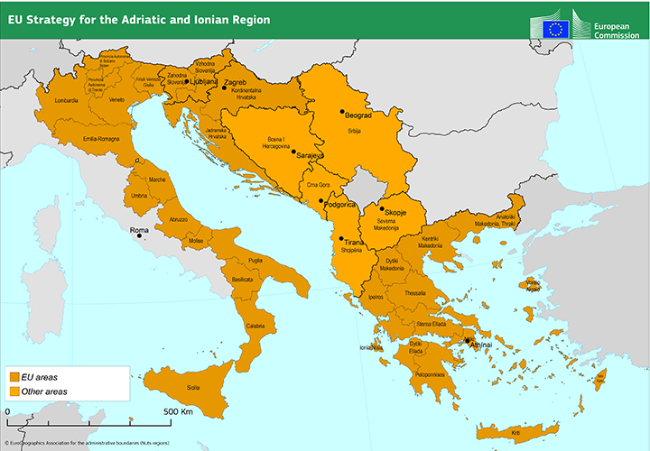 Karta jadranske i jonske regije